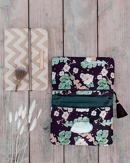 Mara Mea Pochette Porta Pannolini Mosaic Mind - Beige/Bianco - Cotone Trousse e Pochette