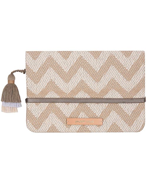 Mara Mea Pochette Porta Pannolini Mosaic Mind - Beige/Bianco - Cotone Trousse e Pochette