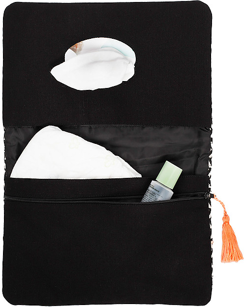 Mara Mea Pochette Porta Pannolini Street Market -Tela di Cotone ricamata a mano! Borse Cambio