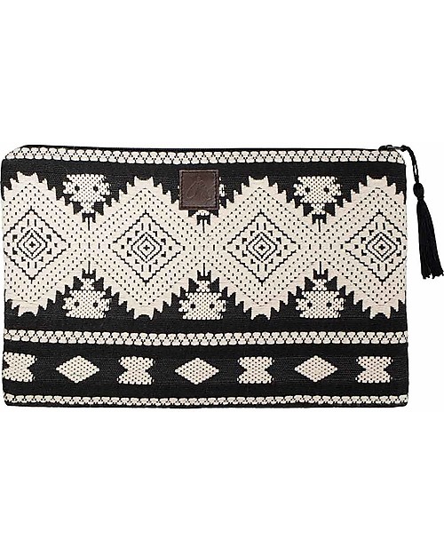 Mara Mea Pochette Porta Trucchi Lost Soul - Bianco e Nero - 100% Cotone Trousse e Pochette