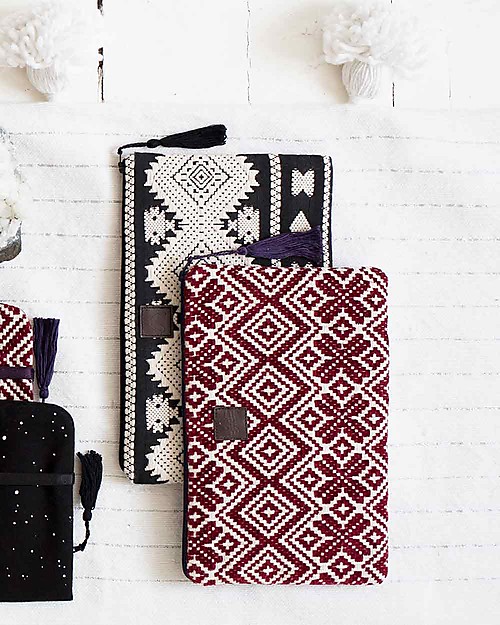 Mara Mea Pochette Porta Trucchi Lost Soul - Bianco e Nero - 100% Cotone Trousse e Pochette