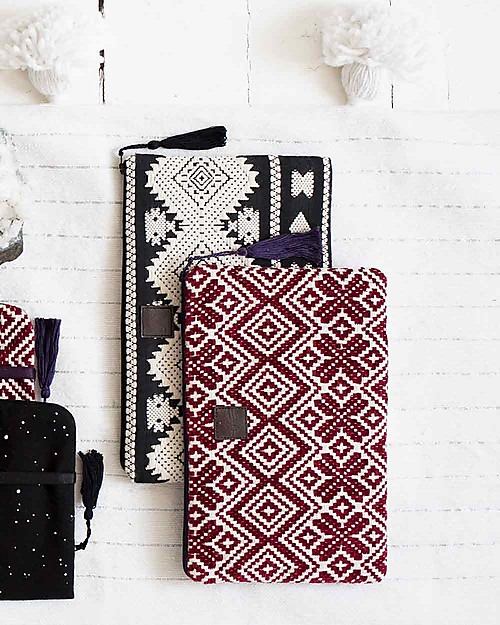 Mara Mea Pochette Porta Trucchi Old Wood - Bordeaux - 100% Cotone Trousse e Pochette