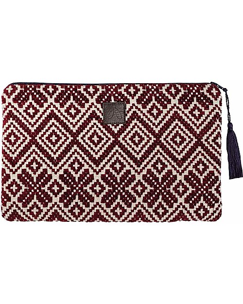 Mara Mea Pochette Porta Trucchi Old Wood - Bordeaux - 100% Cotone Trousse e Pochette