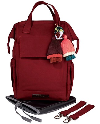 Mara Mea Zaino da Viaggio per il Cambio 3-in-1 Berry Storm - Rosso - Cotone Impermeabilizzato Borse Cambio e Accessori