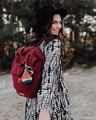 Mara Mea Zaino da Viaggio per il Cambio 3-in-1 Berry Storm - Rosso - Cotone Impermeabilizzato Borse Cambio e Accessori
