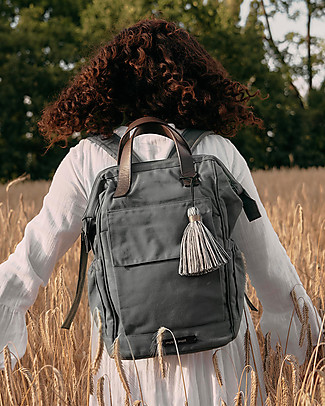 Mara Mea Zaino da Viaggio per il Cambio 3-in-1 Coffe Date - Oliva - Cotone Impermeabilizzato Zaini