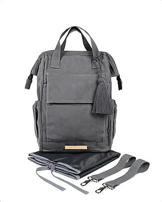 Mara Mea Zaino da Viaggio per il Cambio 3-in-1 Journeying - Grigio - Cotone Impermeabilizzato Zaini