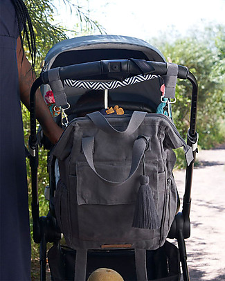 Mara Mea Zaino da Viaggio per il Cambio 3-in-1 Journeying - Grigio - Cotone Impermeabilizzato Zaini