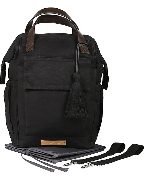 Mara Mea Zaino da Viaggio per il Cambio 3-in-1 Travel Diary, Nero con Manico  in Pelle unisex (bambini)