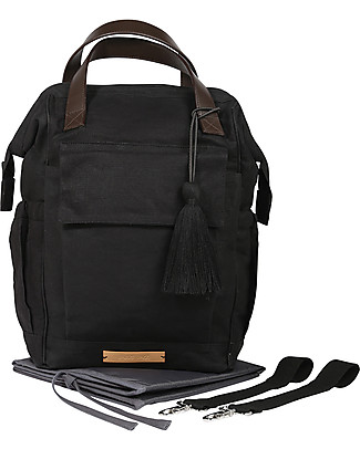 Mara Mea Zaino da Viaggio per il Cambio 3-in-1 Travel Diary, Nero con Manico in Pelle Zaini