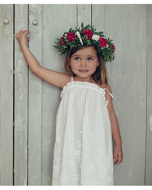 Maria Bianca Abito Bimba Ricamato, Perfetto da Cerimonia - 100% Cotone Vestiti_