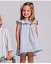 Maria Bianca Abito Estivo Bimba con Balza, Azzurro - 100% Cotone Vestiti_