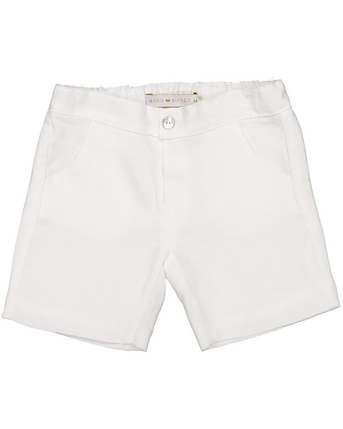 Maria Bianca Bermuda Chino in Lino, Bianco -  Perfetto da Cerimonia! Pantaloni Corti