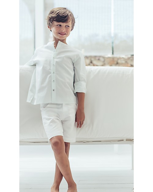 Maria Bianca Bermuda Chino in Lino, Bianco -  Perfetto da Cerimonia! Pantaloni Corti