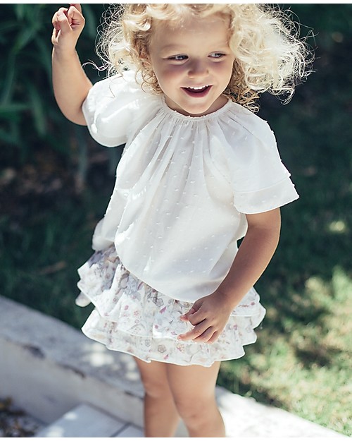 Maria Bianca Bloomers Floreali con Fiocco Turchese - 100% Cotone Pantaloni Corti