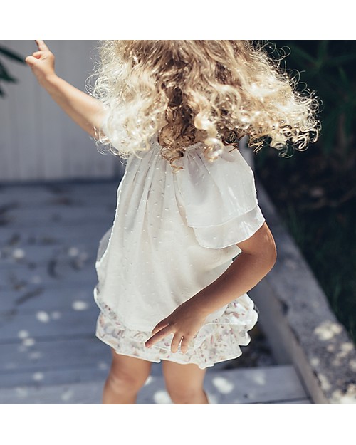 Maria Bianca Bloomers Floreali con Fiocco Turchese - 100% Cotone Pantaloni Corti