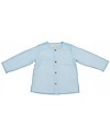 Maria Bianca Camicia Bimbo Maniche Lunghe con Bottoncini in Legno, Azzurro/Righe Bianche - 100% cotone Camicie_