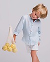 Maria Bianca Camicia Bimbo Maniche Lunghe con Bottoncini in Legno, Azzurro/Righe Bianche - 100% cotone Camicie_