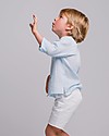 Maria Bianca Camicia Bimbo Maniche Lunghe con Bottoncini in Legno, Azzurro/Righe Bianche - 100% cotone Camicie_