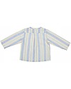 Maria Bianca Camicia Bimbo Maniche Lunghe con Bottoncini in Legno, Righe Azzurre/Beige - 100% cotone Camicie_