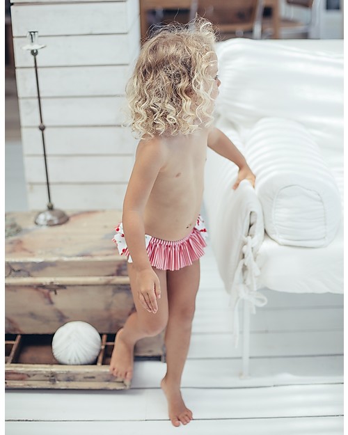 Maria Bianca Slip Mare Bimba Con Fiocchetti e Balza - Deliziosa Stampa Ciliegie! Boxer Mare