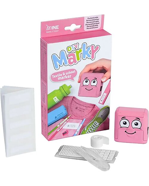 Marky Timbro Personalizzabile - Rosa - Perfetto per Tessuti e Oggetti scolastici Adesivi e Timbri