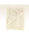 Marquise de Laborde Copertina Royal Avorio Punto Herringbone - Pura Lana Merino (90 x 90 cm) Swaddle di Mussola