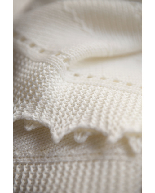 Marquise de Laborde Copertina Royal Avorio Punto Herringbone - Pura Lana Merino (90 x 90 cm) Swaddle di Mussola