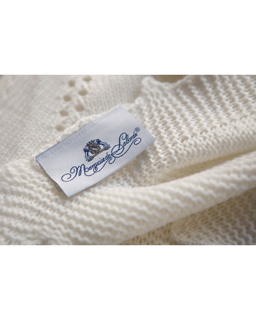 Marquise de Laborde Copertina Royal Avorio Punto Herringbone - Pura Lana Merino (90 x 90 cm) Swaddle di Mussola