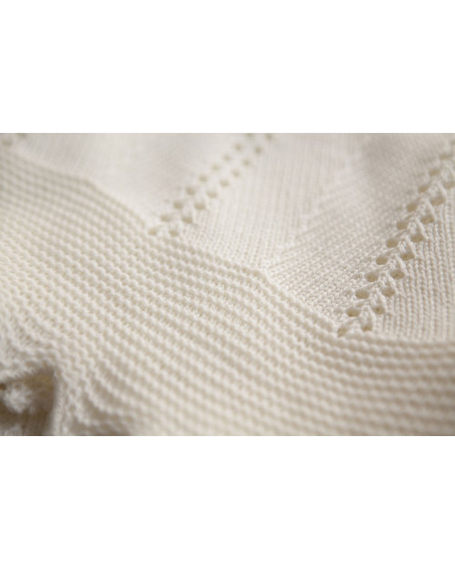 Marquise de Laborde Copertina Royal Avorio Punto Herringbone - Pura Lana Merino (90 x 90 cm) Swaddle di Mussola