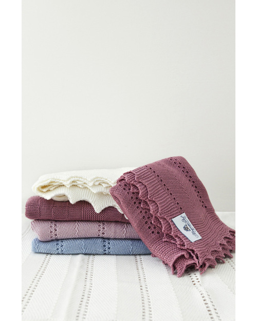 Marquise de Laborde Copertina Royal Avorio Punto Herringbone - Pura Lana Merino (90 x 90 cm) Swaddle di Mussola