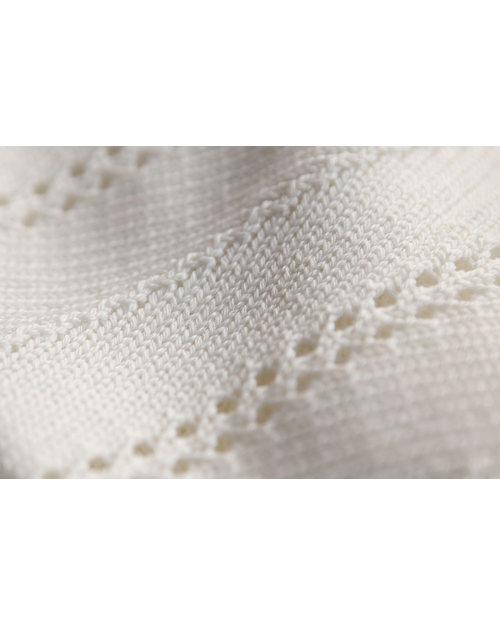 Marquise de Laborde Copertina Royal Avorio Punto Herringbone - Pura Lana Merino (90 x 90 cm) Swaddle di Mussola