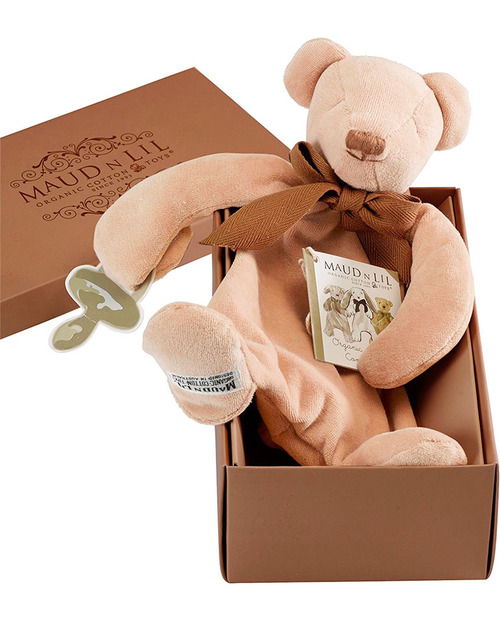 Maud N Lil DouDou Comforter in Cotone con Confezione Regalo! - Orsetto Miele - 100% Cotone Bio Doudou