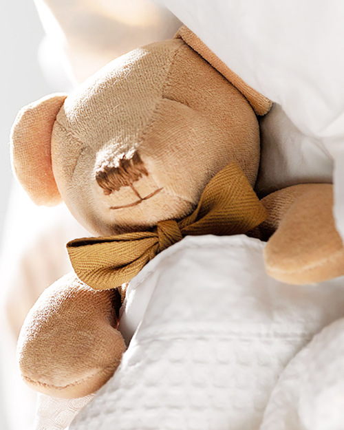 Maud N Lil DouDou Comforter in Cotone con Confezione Regalo! - Orsetto Miele - 100% Cotone Bio Doudou