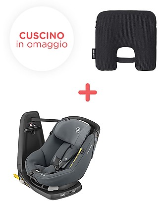 Maxi Cosi Seggiolino Auto AxissFix Grafite Authentic + Cuscino Intelligente Antiabbandono E-Safety Seggiolini Auto Bimbi Piccoli