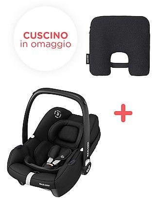 Maxi Cosi Seggiolino Auto Tinca Nero Essential + Cuscino Intelligente Antiabbandono E-Safety Seggiolini Auto Gruppo 0+/1