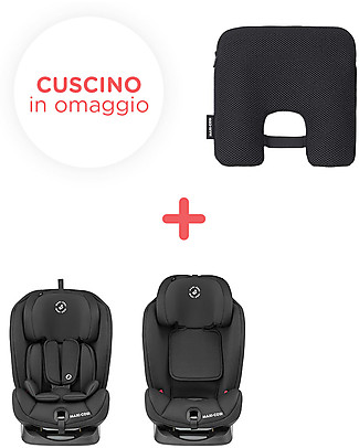 Maxi Cosi Seggiolino Auto Titan Nero Basic + Cuscino Intelligente Antiabbandono E-Safety Seggiolini Auto Gruppo 2/3