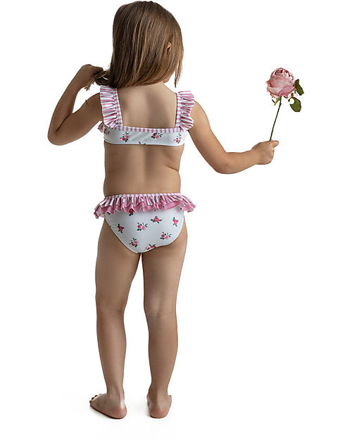 Meia Pata Costume Bikini Bambina - Fiori - con Volant Costumi Due Pezzi