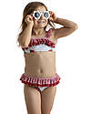 Meia Pata Costume Bikini Bambina - Lamponi - con Volant Costumi Due Pezzi