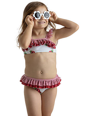 Meia Pata Costume Bikini Bambina - Lamponi - con Volant Costumi Due Pezzi