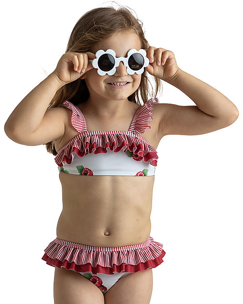 Meia Pata Costume Bikini Bambina - Lamponi - con Volant Costumi Due Pezzi