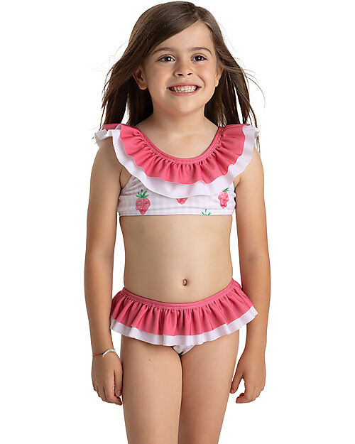 Meia Pata Costume Bikini - Fragole - con Fiocco e Volant Costumi Due Pezzi
