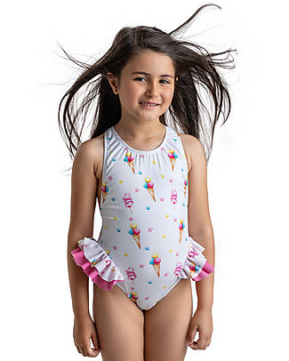 Meia Pata Costume da Bagno Intero Mahe - Gelato - con Volant e Fiocco Costumi Interi