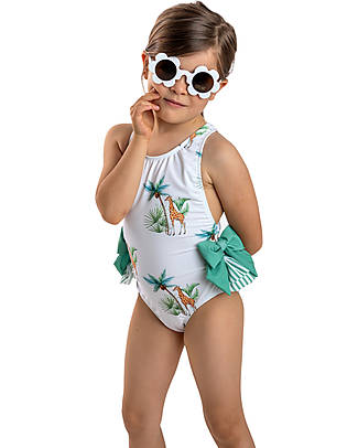 Meia Pata Costume da Bagno Intero Marianne - Giraffe - con Volant e Fiocchi Costumi Interi