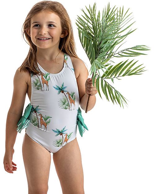 Meia Pata Costume da Bagno Intero Marianne - Giraffe - con Volant e Fiocchi Costumi Interi