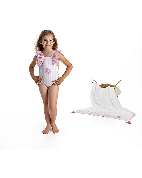 Meia Pata Costume da Bagno Intero Tulum - Donuts - con Volant e Fiocco Costumi Interi