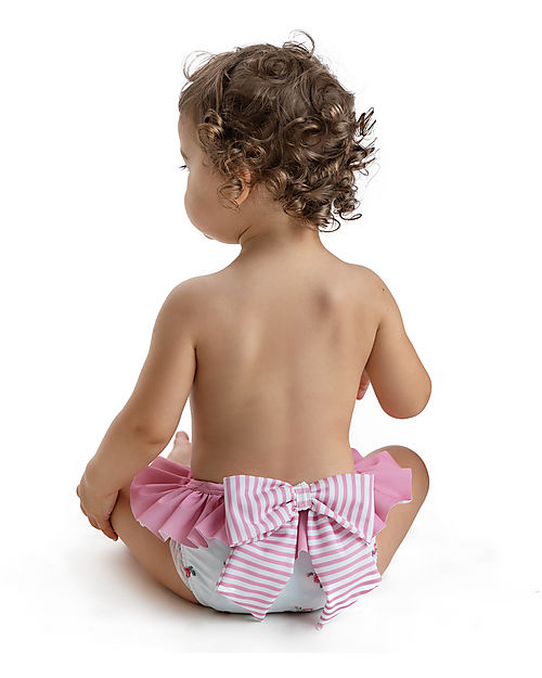 Meia Pata Costume da Bagno Mutandina - Fiori - con Balze e Fiocco Costumi Due Pezzi