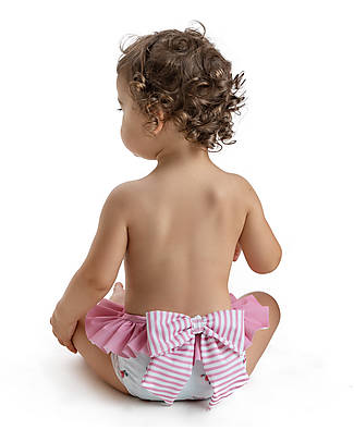 Meia Pata Costume da Bagno Mutandina - Fiori - con Balze e Fiocco Costumi Due Pezzi