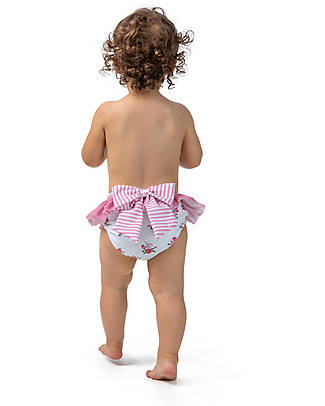 Meia Pata Costume da Bagno Mutandina - Fiori - con Balze e Fiocco Costumi Due Pezzi