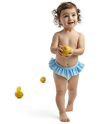 Meia Pata Costume da Bagno Mutandina - Limoni - con Volant e Fiocco Costumi Due Pezzi